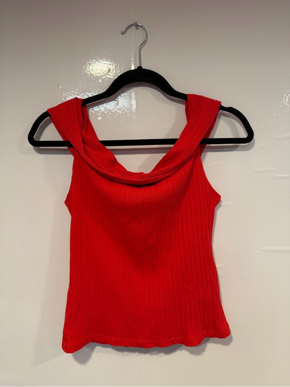 NWT Madewell Red Ribbed off the shoulder Tank Top